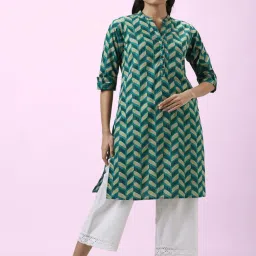 Rangmanch by Pantaloons Green Printed Straight Kurta image 1