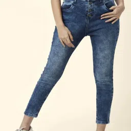 People by Pantaloons Blue Cotton High Rise Jeans image 1