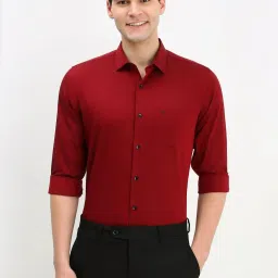 Allen Solly Maroon Slim Fit Texture Shirt image 1