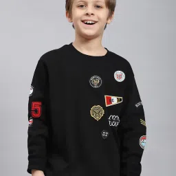 Monte Carlo Kids Black Printed Full Sleeves Sweatshirt image 1