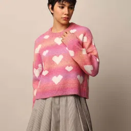 Only Pink Regular Fit Printed Sweater image 1
