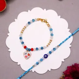 Aapno Rajasthan Turquoise Blue Elegant Bhaiya Bhabhi Casual Rakhi with Roli Chawal & Greetings Card-picture-29