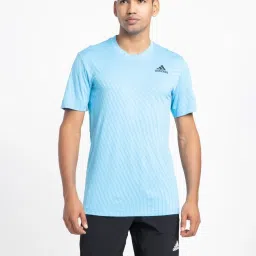 Adidas Blue Slim Fit Printed Sports T-Shirt image 1