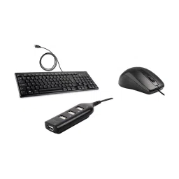 Zebronics KM2100 Keyboard, Alex Mouse & 90 HB USB Port Combo Set (Black) image 1