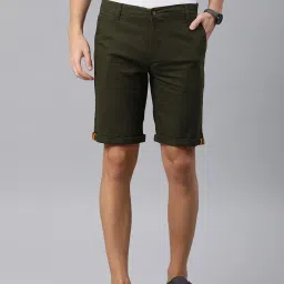 IVOC Olive Regular Fit Cotton Shorts image 1