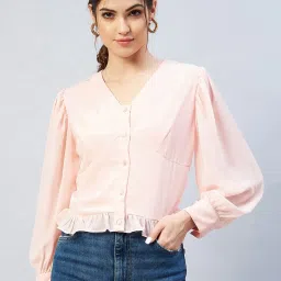 Carlton London Light Pink Peplum Top image 1