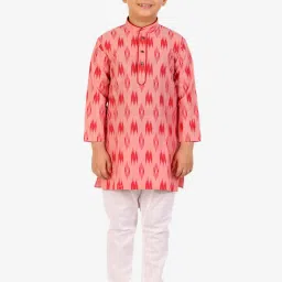 Pro-Ethic Style Developer Kids Pink & White Printed Full Sleeves Kurta with Pyjamas image 1