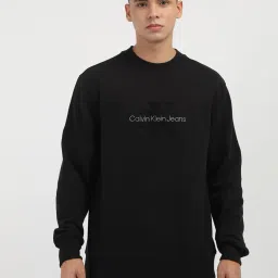 Calvin Klein Jeans Black Cotton Regular Fit Logo Printed Sweatshirt image 1