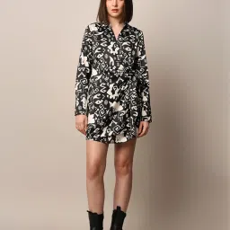 Only Black & White Printed Wrap Dress image 1