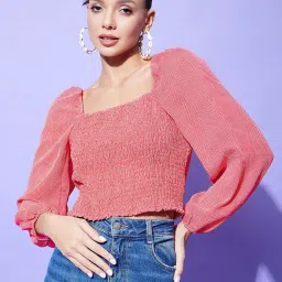 StyleStone Red Printed Crop Top image 1