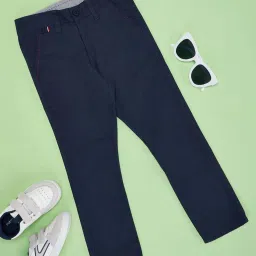 Pantaloons Junior Boys Estate Blue Cotton Solid Track Bottoms & Joggers image 1