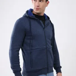 Monte Carlo Navy Blue Solid Regular Fit Sweatshirt image 3
