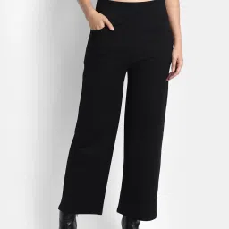 Broadstar Black Straight Fit High Rise Trousers image 1