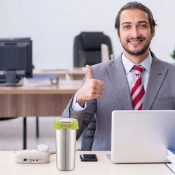 Magnus Silver & Olive Green Stainless Steel Tumbler with Clip Lock Lid (500ml) image 1