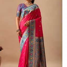 Kathavastra Ethnic Motifs Zari Pure Silk Handloom Banarasi Saree-picture-10
