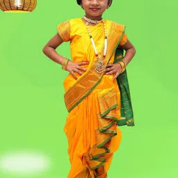 Mom and Me Kids-Girls Yellow Sarees-picture-36
