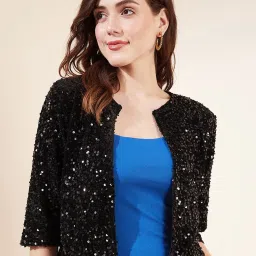 Magre Black Embellished Crop Shrug image 1