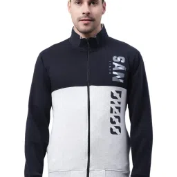 Cantabil Navy Regular Fit High Neck Printed Sweatshirt image 1