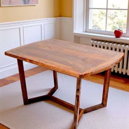 Ikiriya Columbus Solid Brown Wood Dining Table Teak Finish image 1