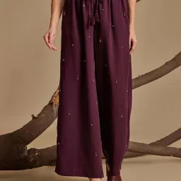 Kazo Wine Regular Fit High Rise Pants image 1