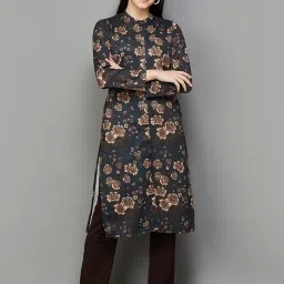 Melange by Lifestyle Navy Printed Straight Kurta image 1