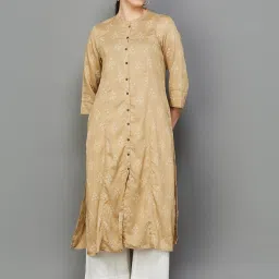 Melange by Lifestyle Beige Printed A Line Kurta image 1