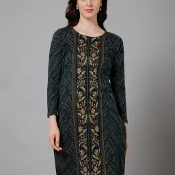 Cantabil Teal Printed Straight Kurti image 1