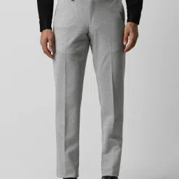 Van Heusen Light Grey Slim Fit Texture Trousers image 1