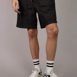 American Eagle Grey Regular Fit Cargo Shorts image 1
