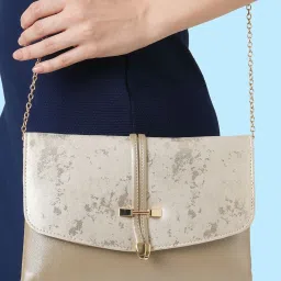 Lavie Chirpy Cream White Synthetic Clutch image 1