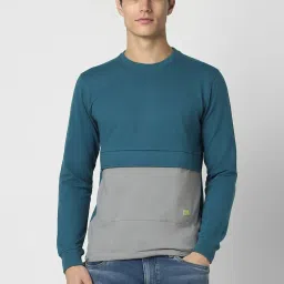Peter England Jeans Cool Blue Slim Fit Colour Block Sweatshirt image 1