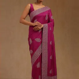 Soch Fuchsia Embroidered Saree With Unstitched Blouse image 1