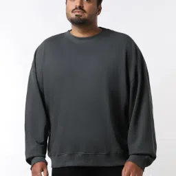 Bewakoof Dark Grey Loose Fit Oversized Plus Size Sweatshirt image 1