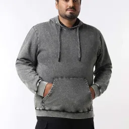 Bewakoof Grey Regular Fit Plus Size Hooded Sweatshirt image 1