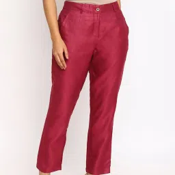 Fabindia Wine Mid Rise Pants image 1