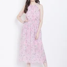 DODO & MOA Pink Printed A-Line Dress image 1