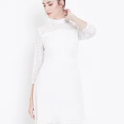 DODO & MOA White Lace Pattern A-Line Dress image 1