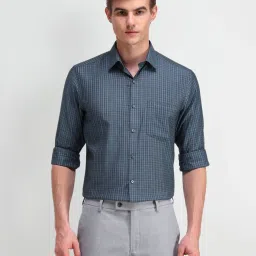 Arrow Blue Cotton Regular Fit Checks Shirt image 1