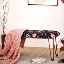 Chumbak Kitsch Bohemian Paisley Black Iron Bench image 1