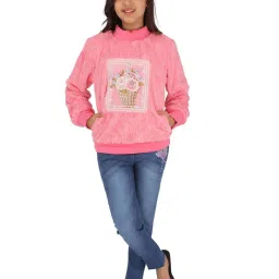Cutecumber Pink Embellished Full Sleeves Sweatshirt image 4