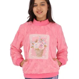 Cutecumber Pink Embellished Full Sleeves Sweatshirt image 1