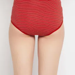 Clovia Red Striped Hipster Panty image 2