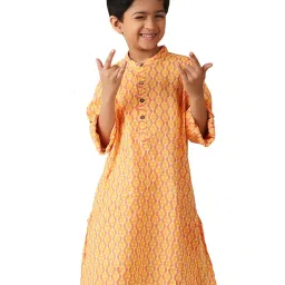 Fabindia Light Orange Printed 1 Kurta image 1