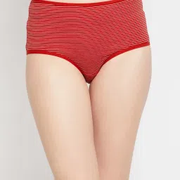Clovia Red Striped Hipster Panty image 1
