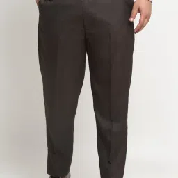 Melon by PlusS Dark Brown Cotton Regular Fit Plus Size Trousers image 1