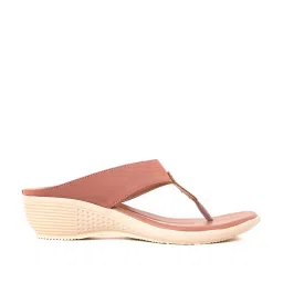 Khadim Women's Pink Thong Wedges image 1