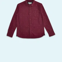 Pantaloons Junior Maroon Cotton Printed Full Sleeves Shirt image 1