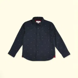 Pantaloons Junior Boys Navy Cotton Printed Full Sleeves Shirt image 1