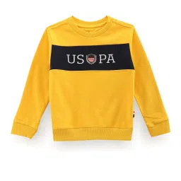 U.S. Polo Assn. Kids Dark Yellow Color Block Full Sleeves Sweatshirt image 1