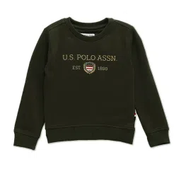 U.S. Polo Assn. Kids Olive Printed Full Sleeves Sweatshirt image 1